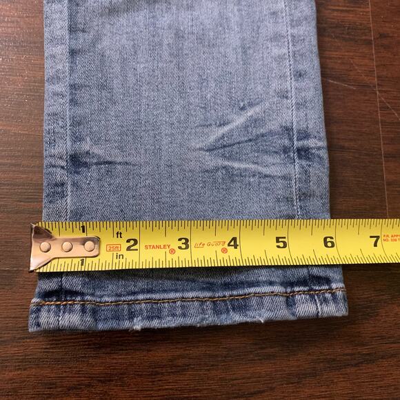Pilcro & the Letterpress Anthropologie blue patchwork slim boyfriend jeans 25 - Picture 13 of 15